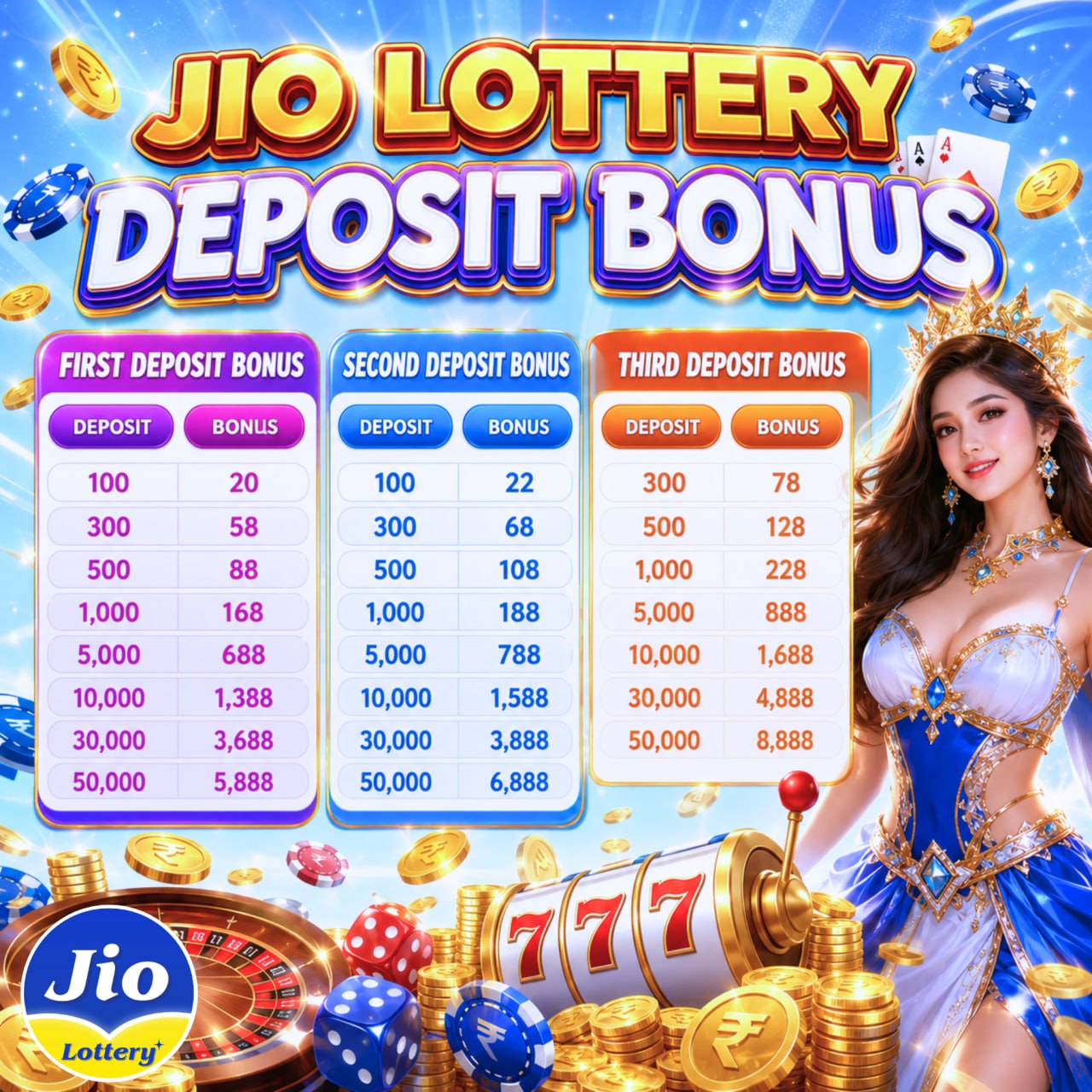 Jio Lottery Deposit Bonus recharge reward promotion